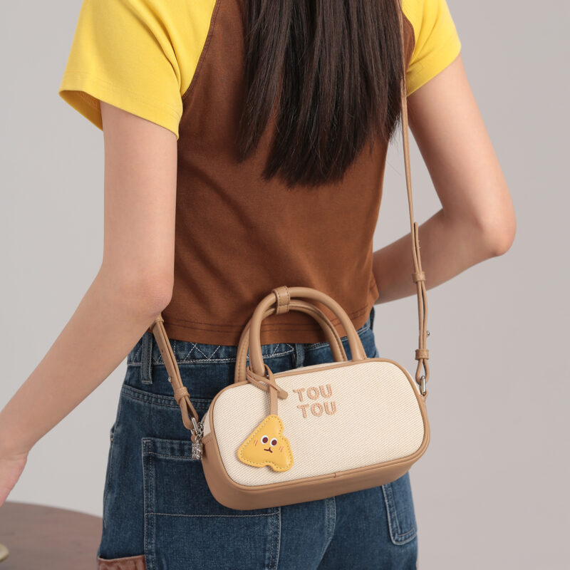 Mini Brown Women's Bowling Shoulder Bag with Adjustable Strap – Chic Casual Purse - Image 4