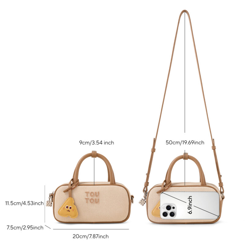 Mini Brown Women's Bowling Shoulder Bag with Adjustable Strap – Chic Casual Purse - Image 7