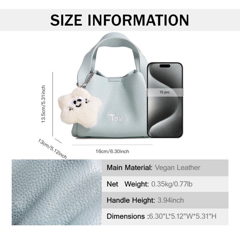 Luxury Women's Cosmetic Tote Bag – Stylish Blue Handbag with Pendant - Image 6