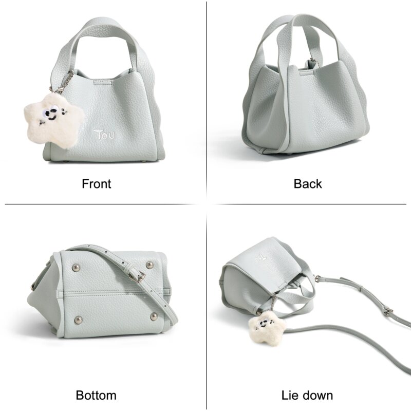 Luxury Women's Cosmetic Tote Bag – Stylish Blue Handbag with Pendant - Image 4