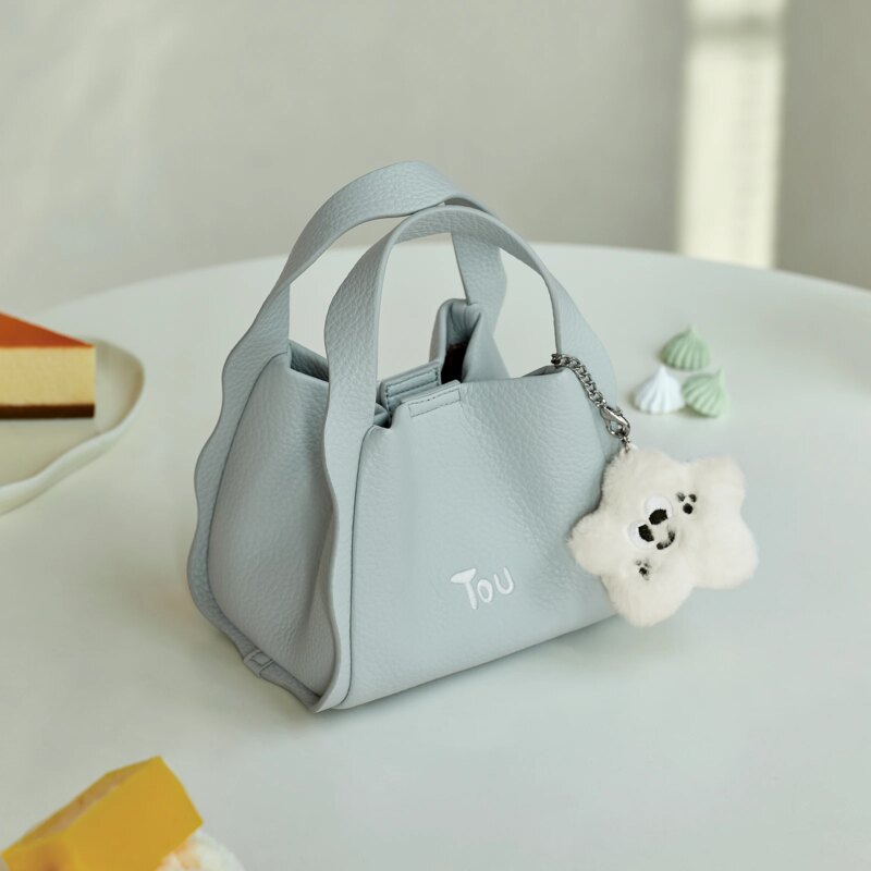 Luxury Women's Cosmetic Tote Bag – Stylish Blue Handbag with Pendant