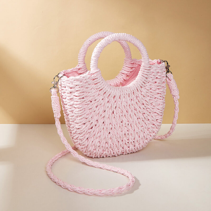 Boho Straw Moon Bag – Handmade Summer Beach Handbag for Women - Image 8