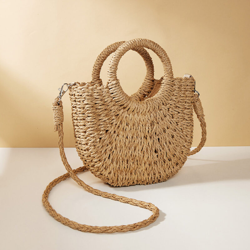 Boho Straw Moon Bag – Handmade Summer Beach Handbag for Women - Image 6