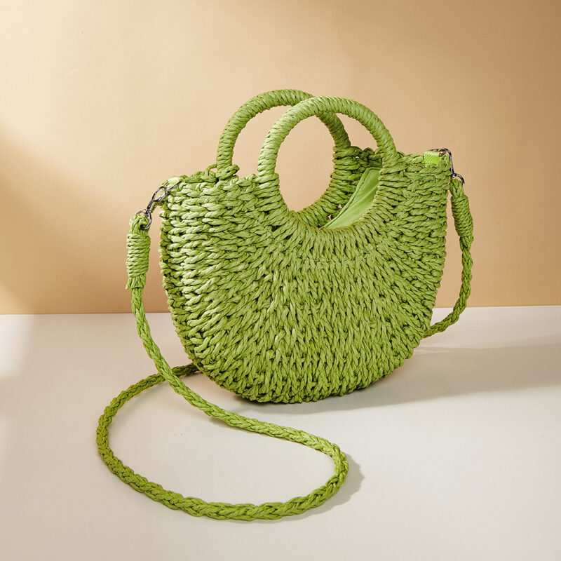 Boho Straw Moon Bag – Handmade Summer Beach Handbag for Women - Image 7