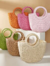 Boho Straw Moon Bag – Handmade Summer Beach Handbag for Women