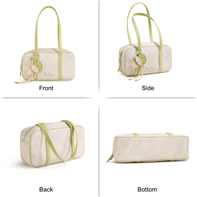 Elegant Boston-Style Canvas Shoulder Bag with Chic Pendant - Image 9