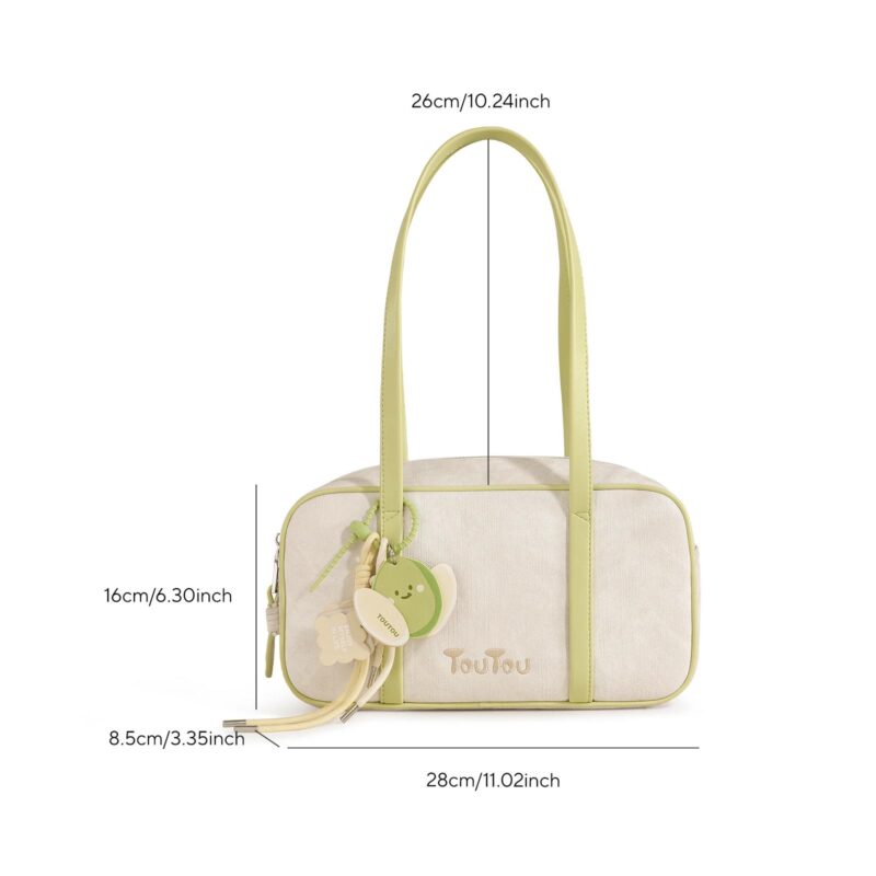 Elegant Boston-Style Canvas Shoulder Bag with Chic Pendant - Image 10