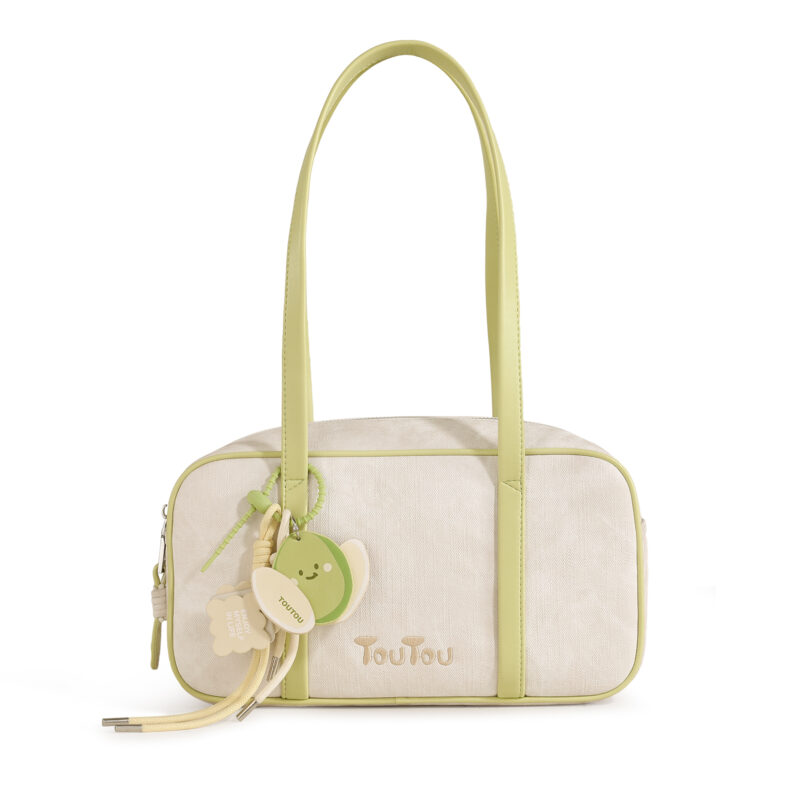 Elegant Boston-Style Canvas Shoulder Bag with Chic Pendant - Image 6