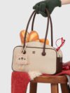 Chic Canvas Boston Bowling Shoulder Bag with Pendant