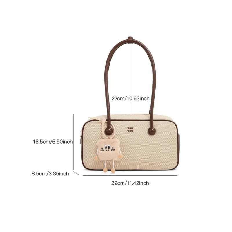 Chic Canvas Boston Bowling Shoulder Bag with Pendant - Image 8