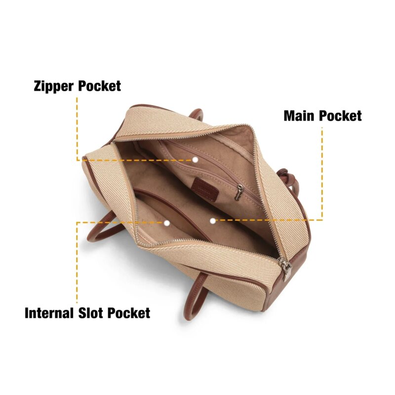 Chic Canvas Boston Bowling Shoulder Bag with Pendant - Image 6