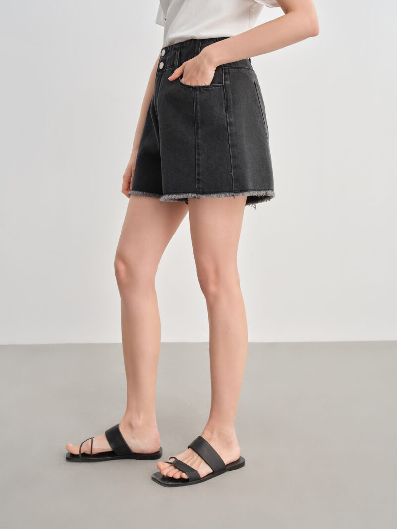 Women’s Artistic Asymmetric Denim Shorts - Image 5