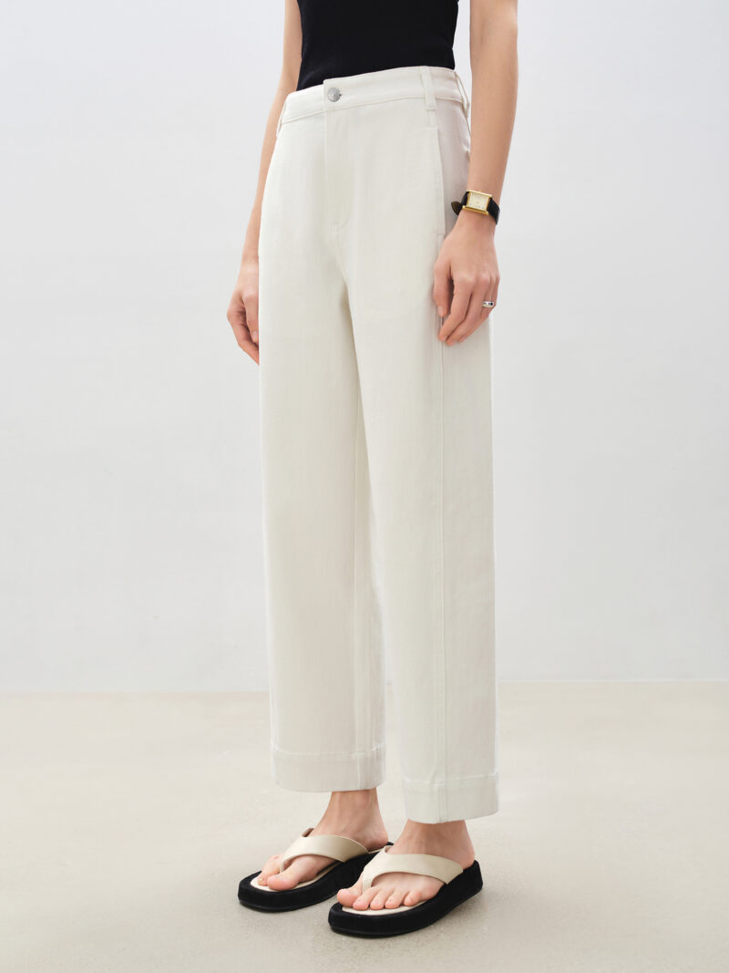 Petite High Waist Curved Hem Cropped Jeans for Women – Y2K Streetwear Chic - Image 3
