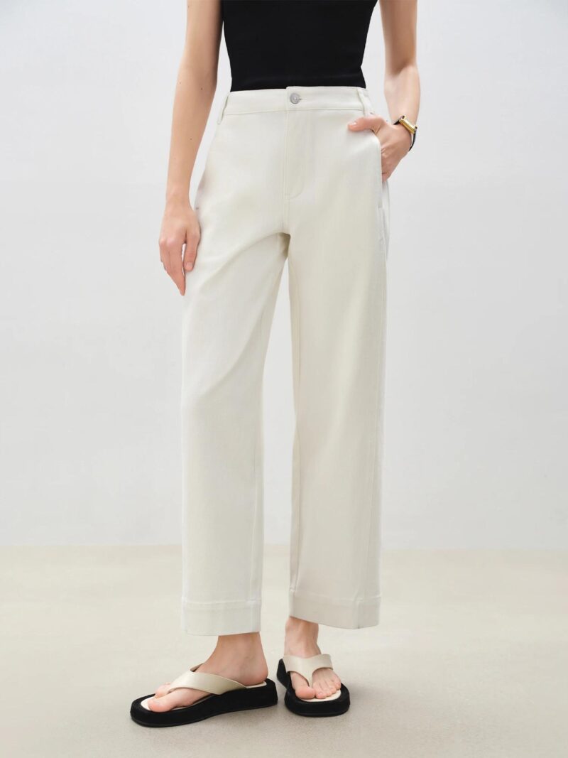 Petite High Waist Curved Hem Cropped Jeans for Women – Y2K Streetwear Chic - Image 2
