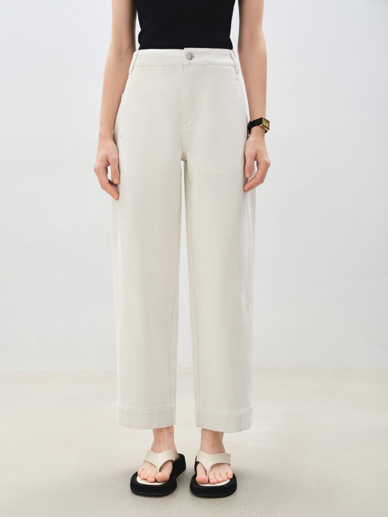 Petite High Waist Curved Hem Cropped Jeans for Women – Y2K Streetwear Chic - Image 4