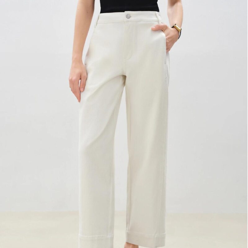 Petite High Waist Curved Hem Cropped Jeans for Women – Y2K Streetwear Chic