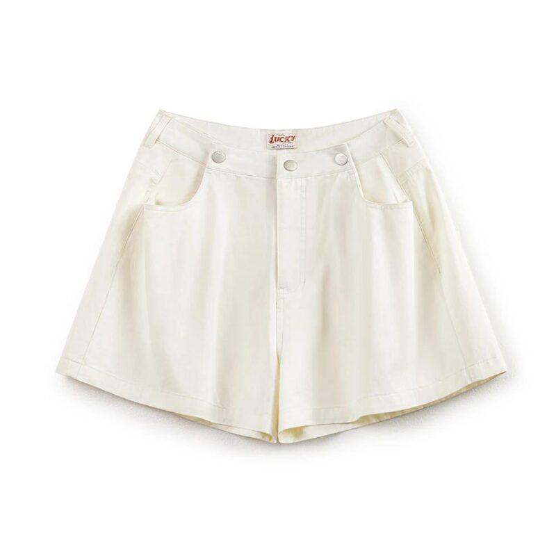 Beige Cotton Casual A-Line Shorts for Women – Summer Loose Fit Streetwear