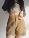 Women's Summer Casual Cargo Shorts with Multi-Pockets, Khaki, S-XL