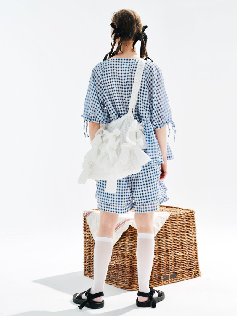 Sweet Blue Plaid Loose Summer Shorts for Women - Image 6