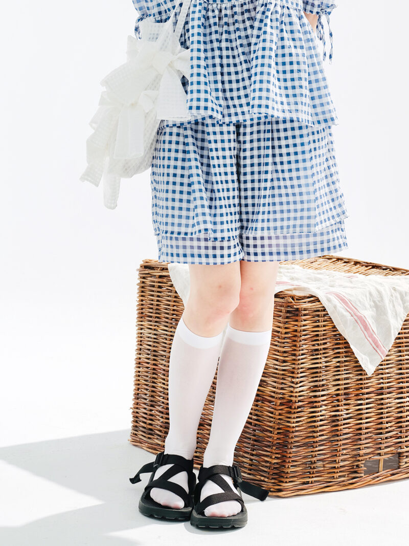 Sweet Blue Plaid Loose Summer Shorts for Women - Image 2