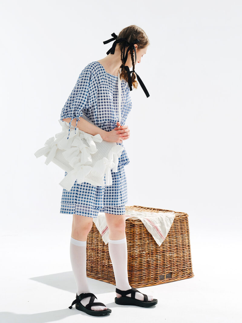 Sweet Blue Plaid Loose Summer Shorts for Women - Image 5