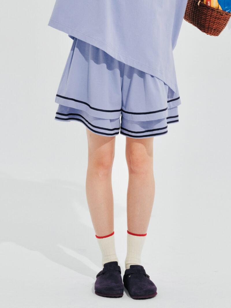 Summer Cotton Knit Striped Double-Layer Casual Shorts for Women - Image 2