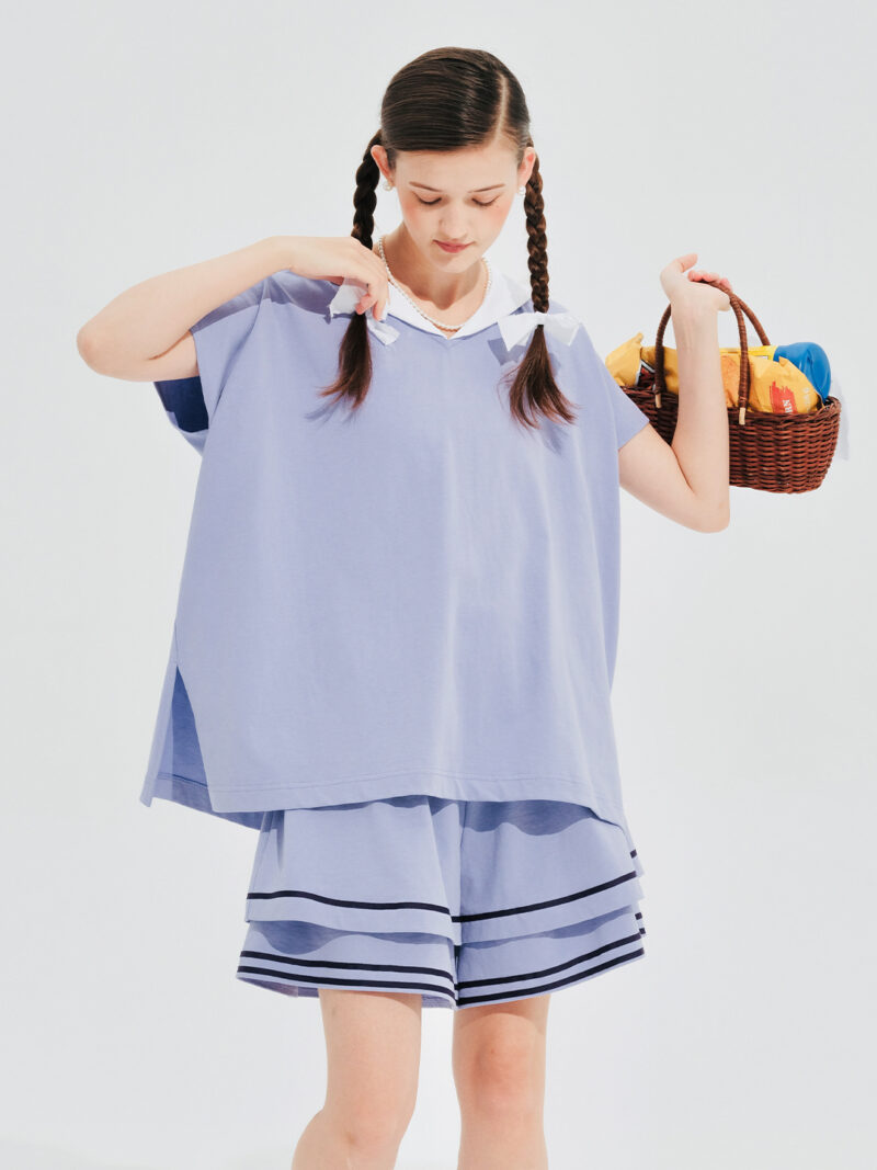 Summer Cotton Knit Striped Double-Layer Casual Shorts for Women - Image 3