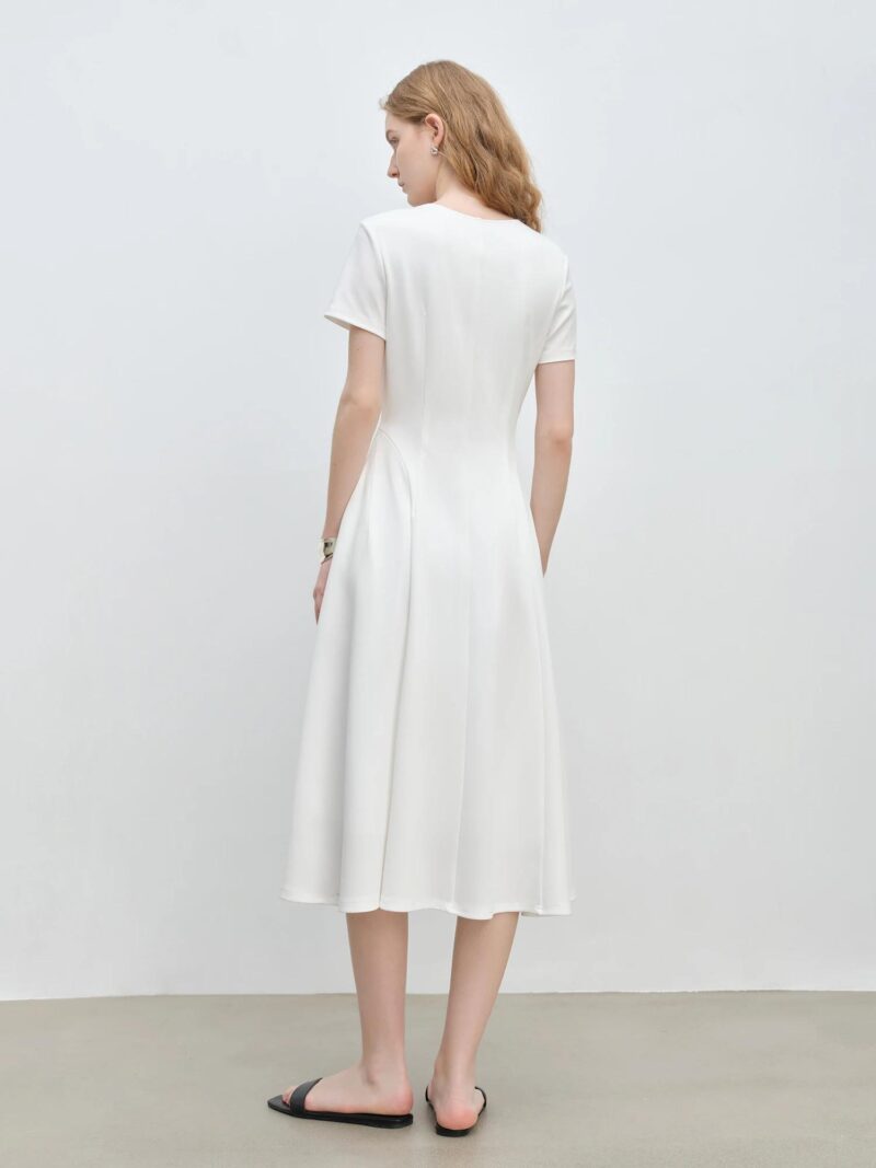 Minimalist White A-Line Midi Dress - Image 6