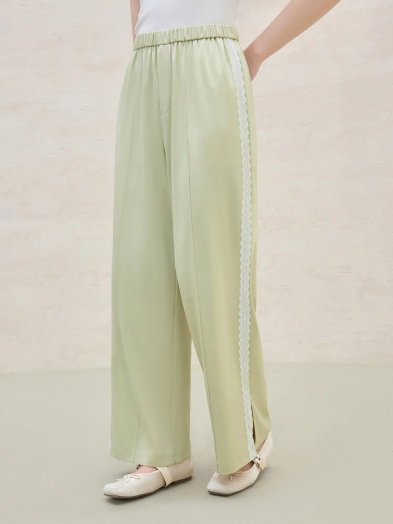 Summer Women's Lace-Trimmed Acetate Pants - Image 2