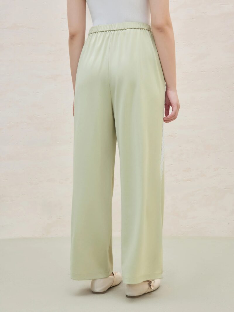 Summer Women's Lace-Trimmed Acetate Pants - Image 4