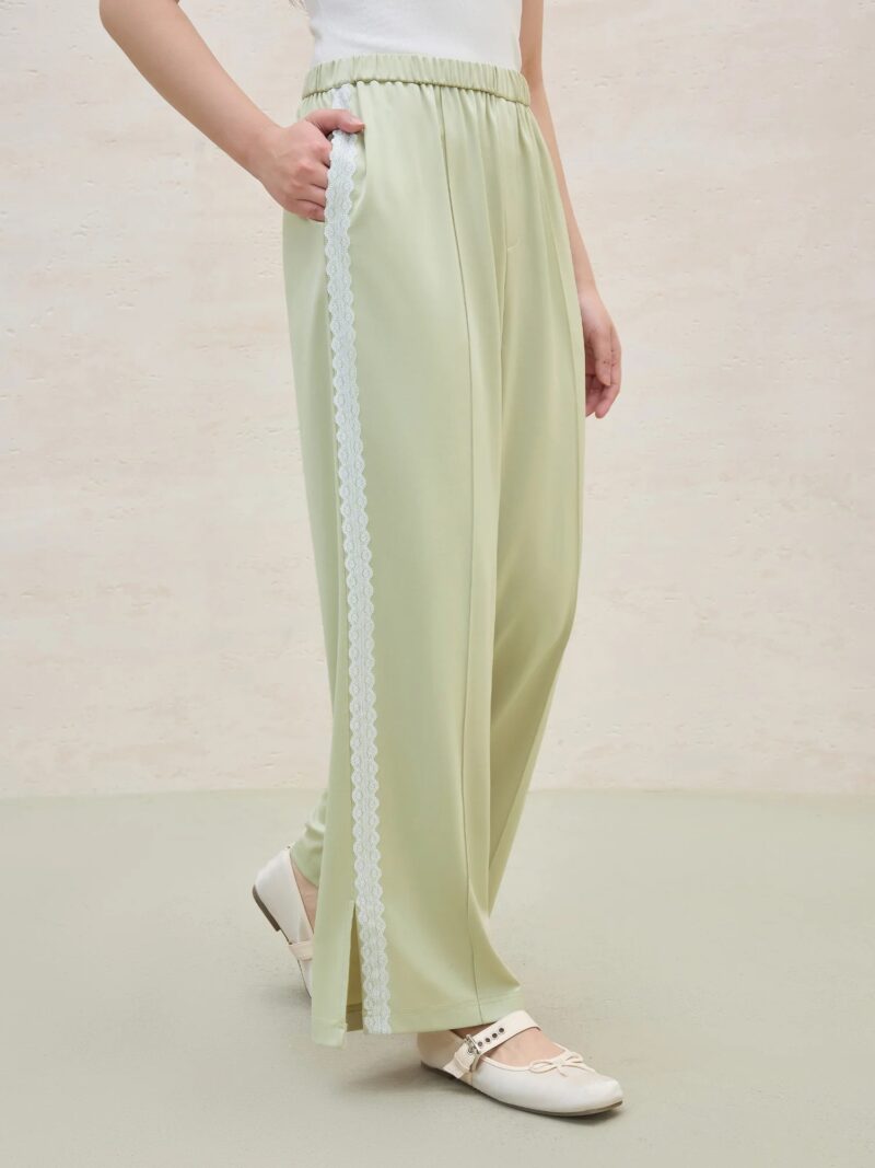 Summer Women's Lace-Trimmed Acetate Pants - Image 5