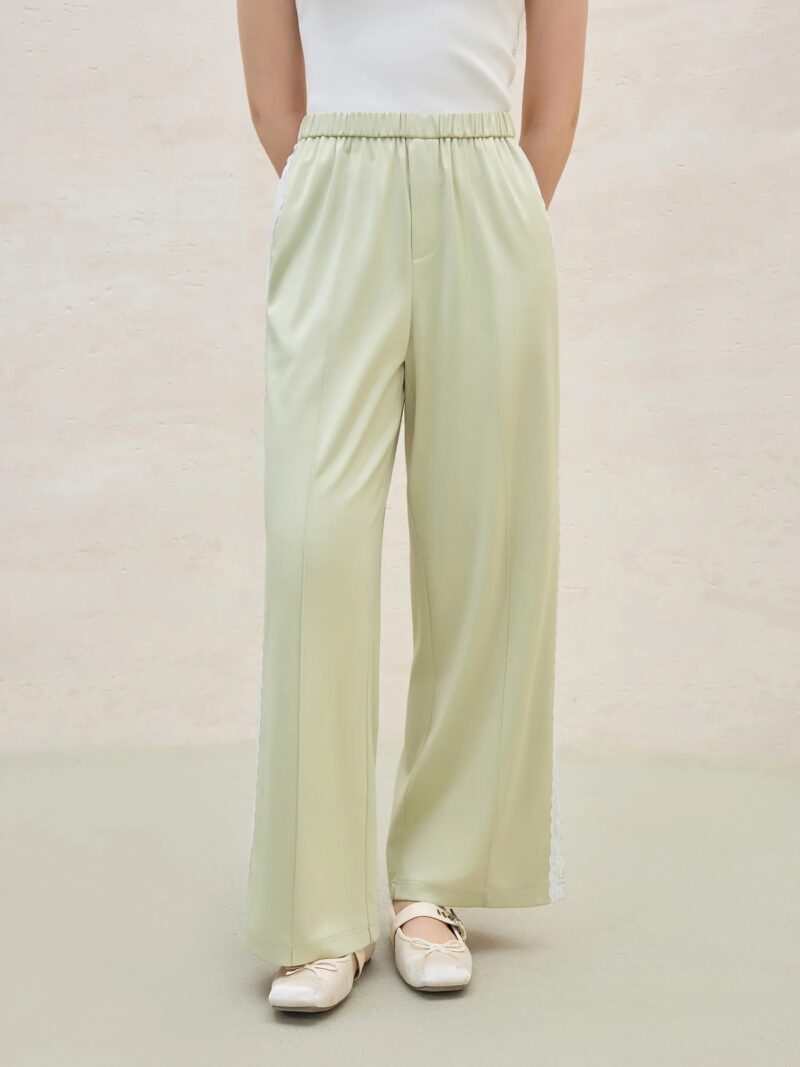 Summer Women's Lace-Trimmed Acetate Pants - Image 3