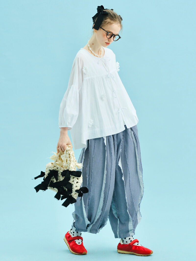 Summer Wide Leg Checkered Lace Pants for Women - Image 4