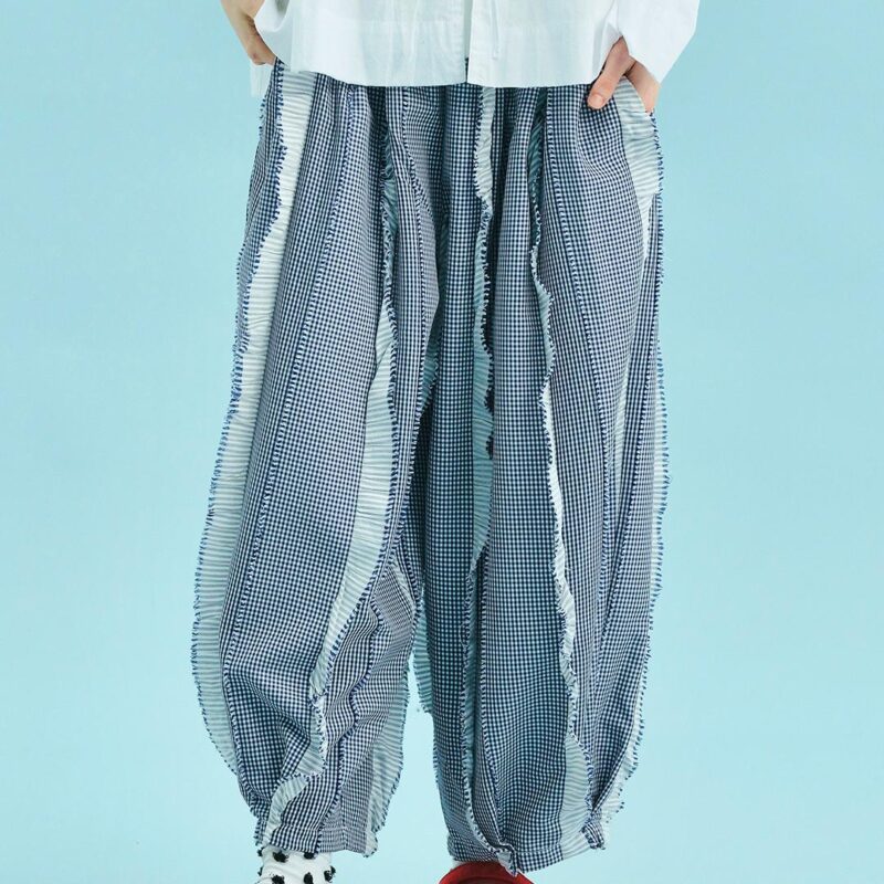 Summer Wide Leg Checkered Lace Pants for Women