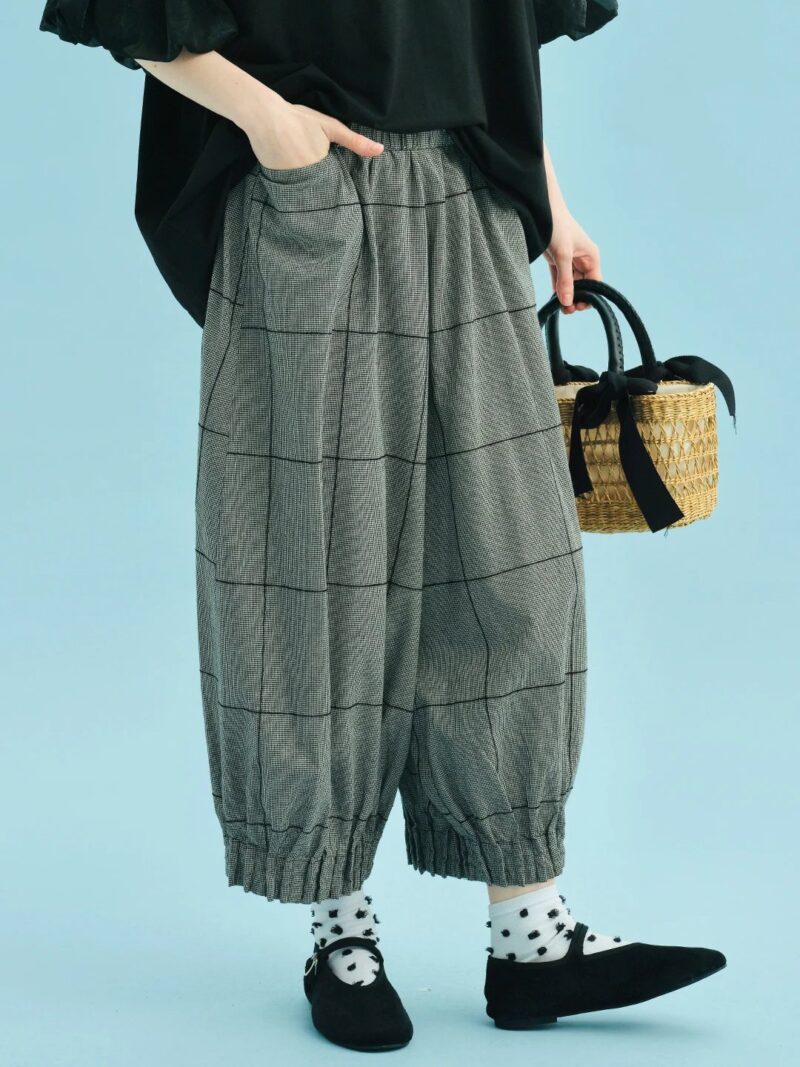 Loose Cotton Linen Plaid Pleated Wide Leg Pants for Summer - Image 4