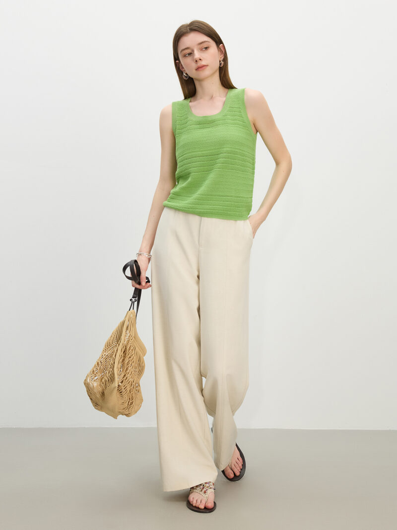 High-Waist Linen Blend Wide Leg Pants for Women – Summer Resort Style - Image 2