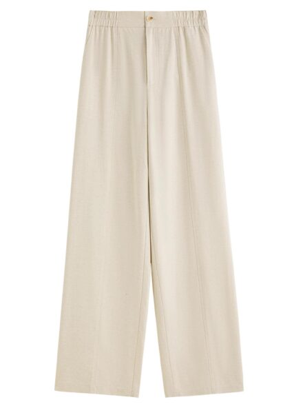 High-Waist Linen Blend Wide Leg Pants for Women – Summer Resort Style