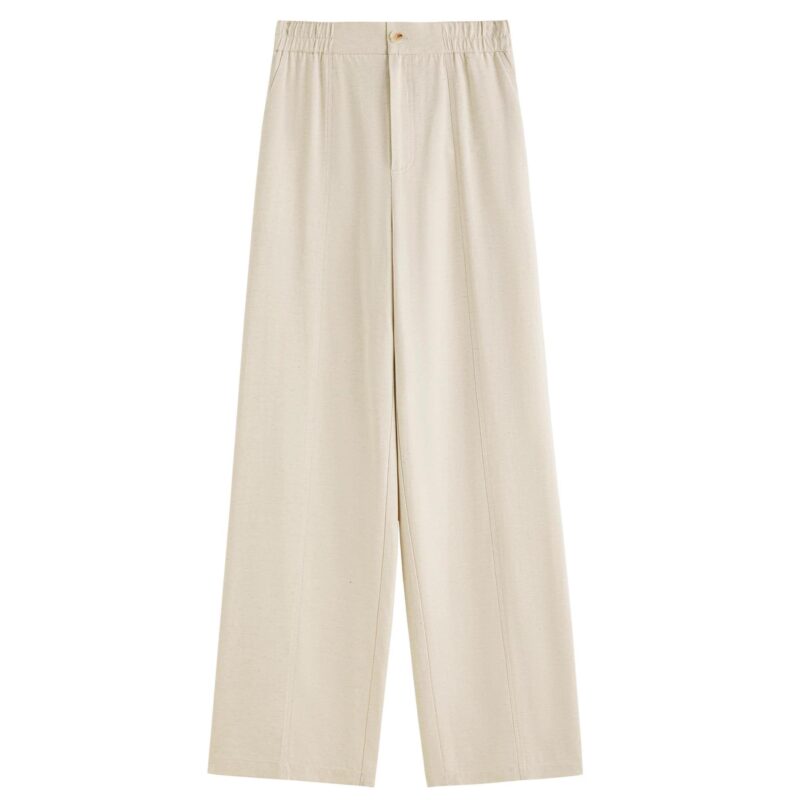 High-Waist Linen Blend Wide Leg Pants for Women – Summer Resort Style