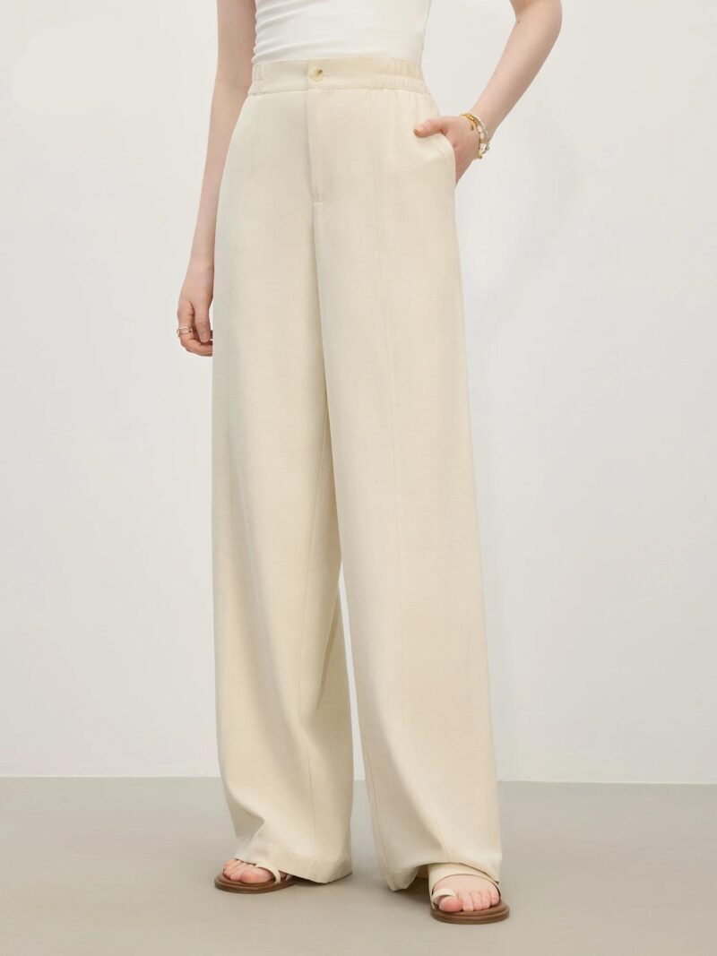 High-Waist Linen Blend Wide Leg Pants for Women – Summer Resort Style - Image 3