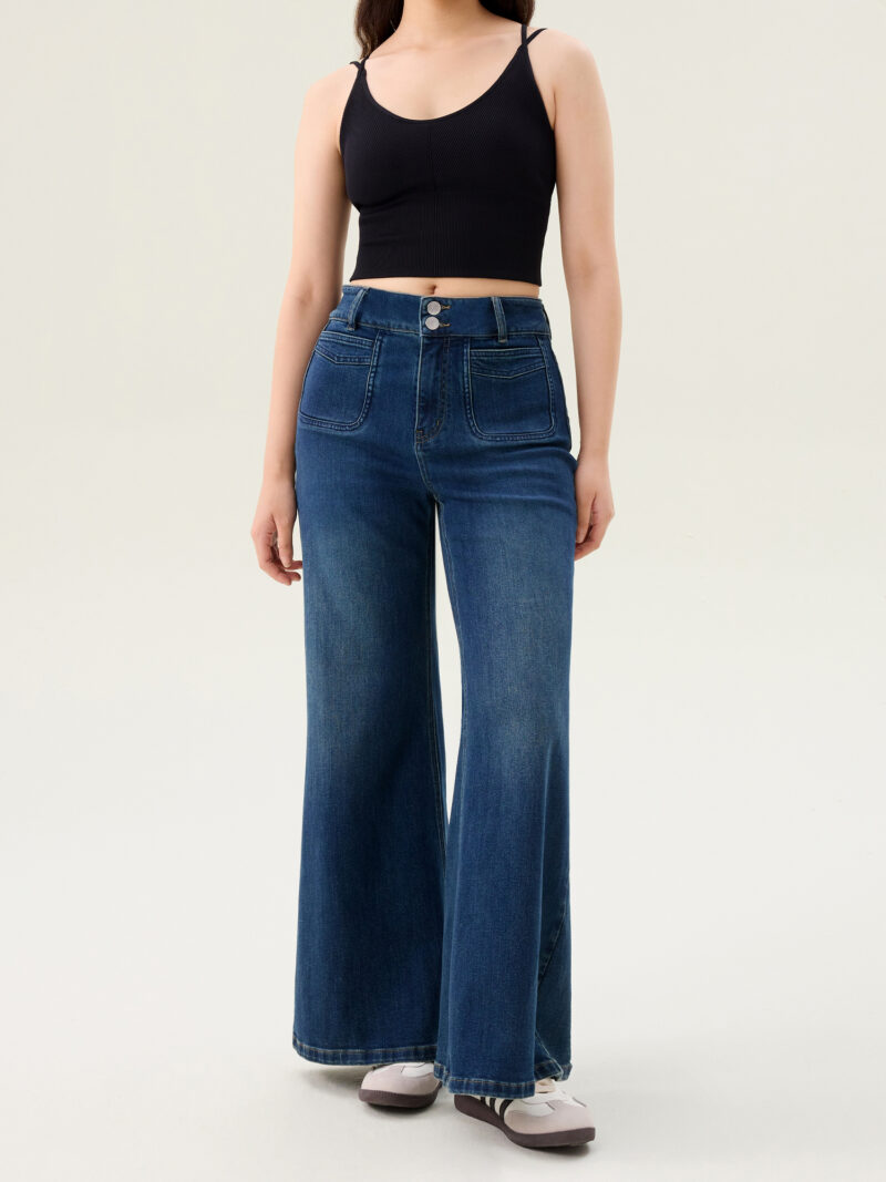 High Waist Cotton Flared Jeans – Office Style Loose Fit Denim - Image 3