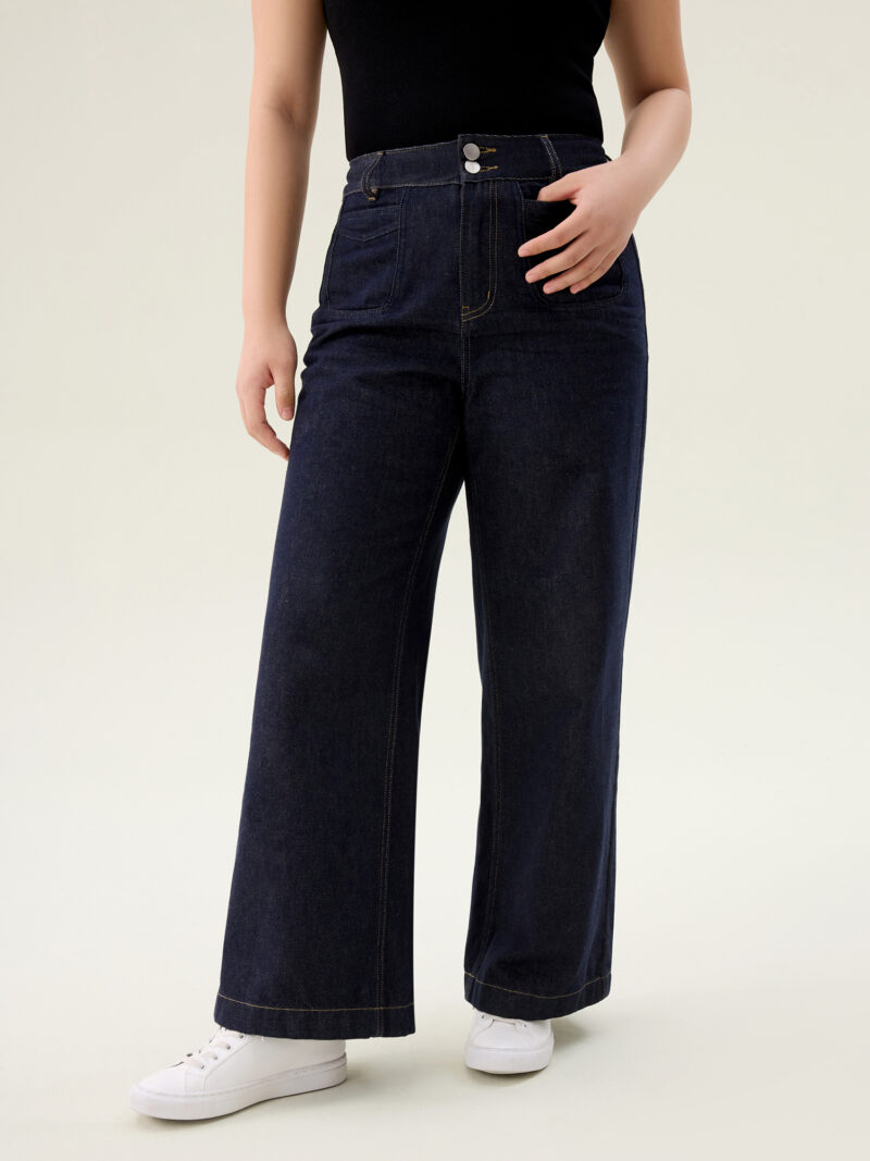 High Waist Cotton Flared Jeans – Office Style Loose Fit Denim - Image 4