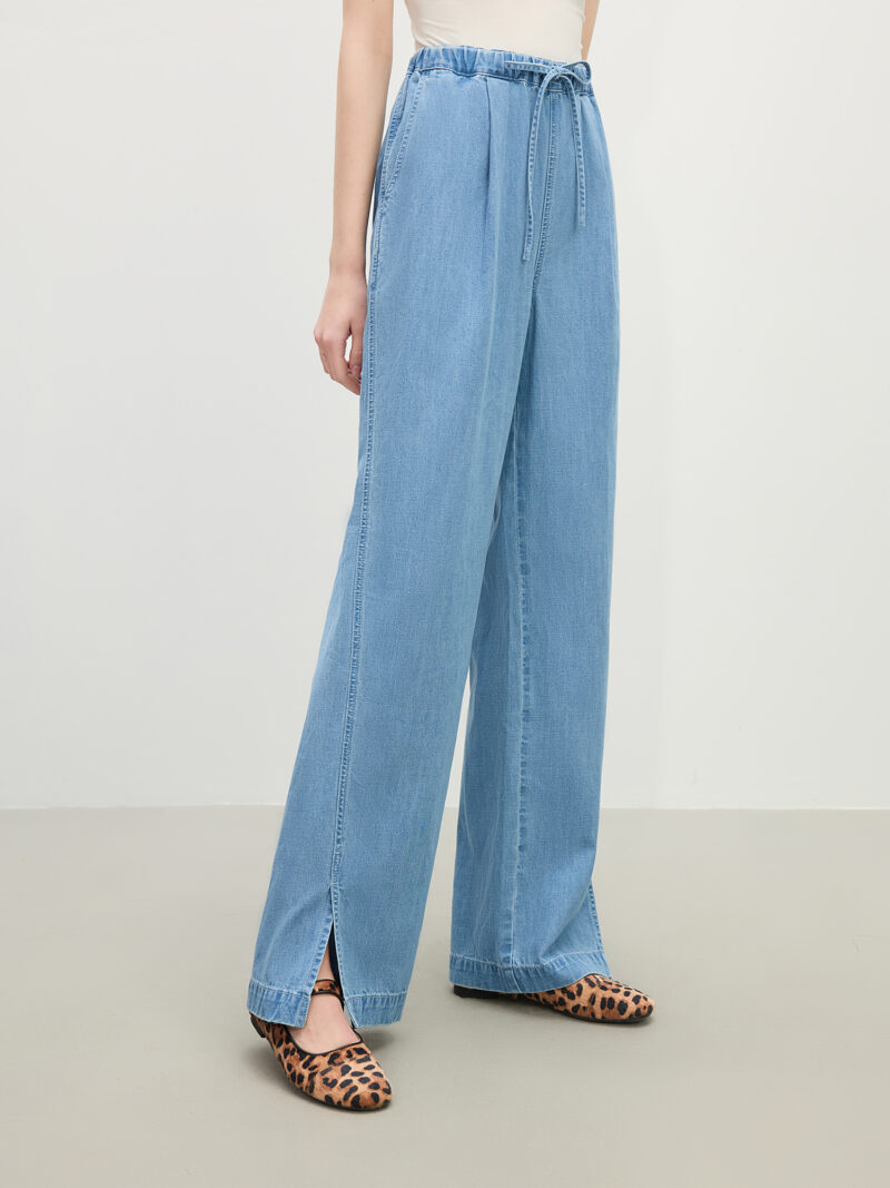 Summer Women's Linen-Blend Straight-Leg Jeans with Adjustable Waist - Image 3