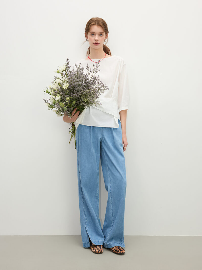 Summer Women's Linen-Blend Straight-Leg Jeans with Adjustable Waist - Image 4