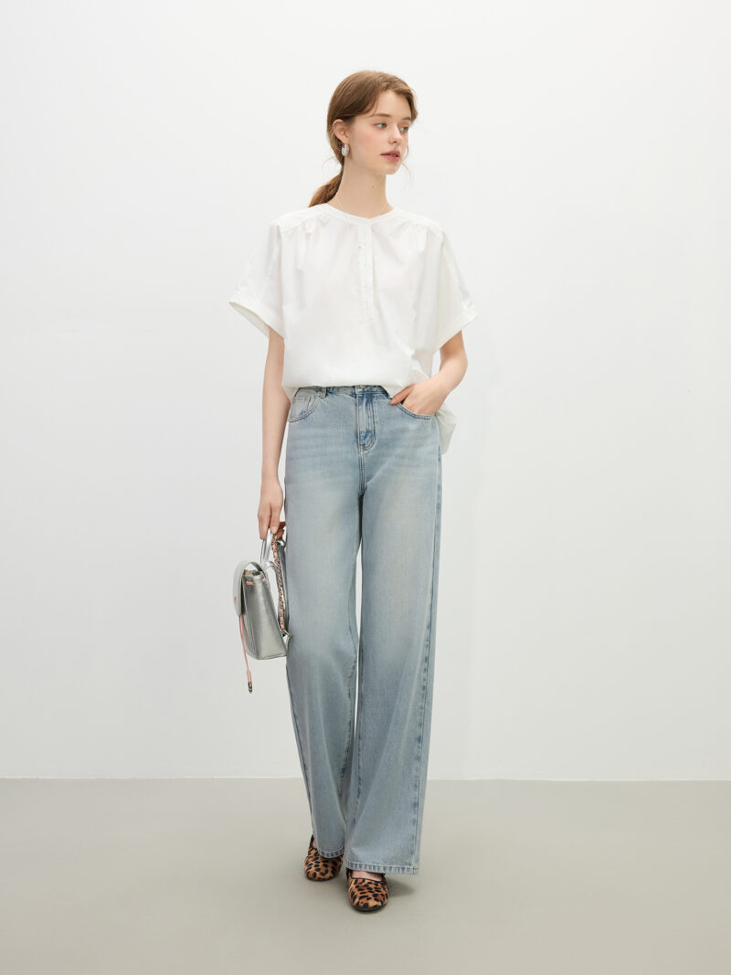 High Waist Wide-Leg Straight Jeans for Women - Image 4