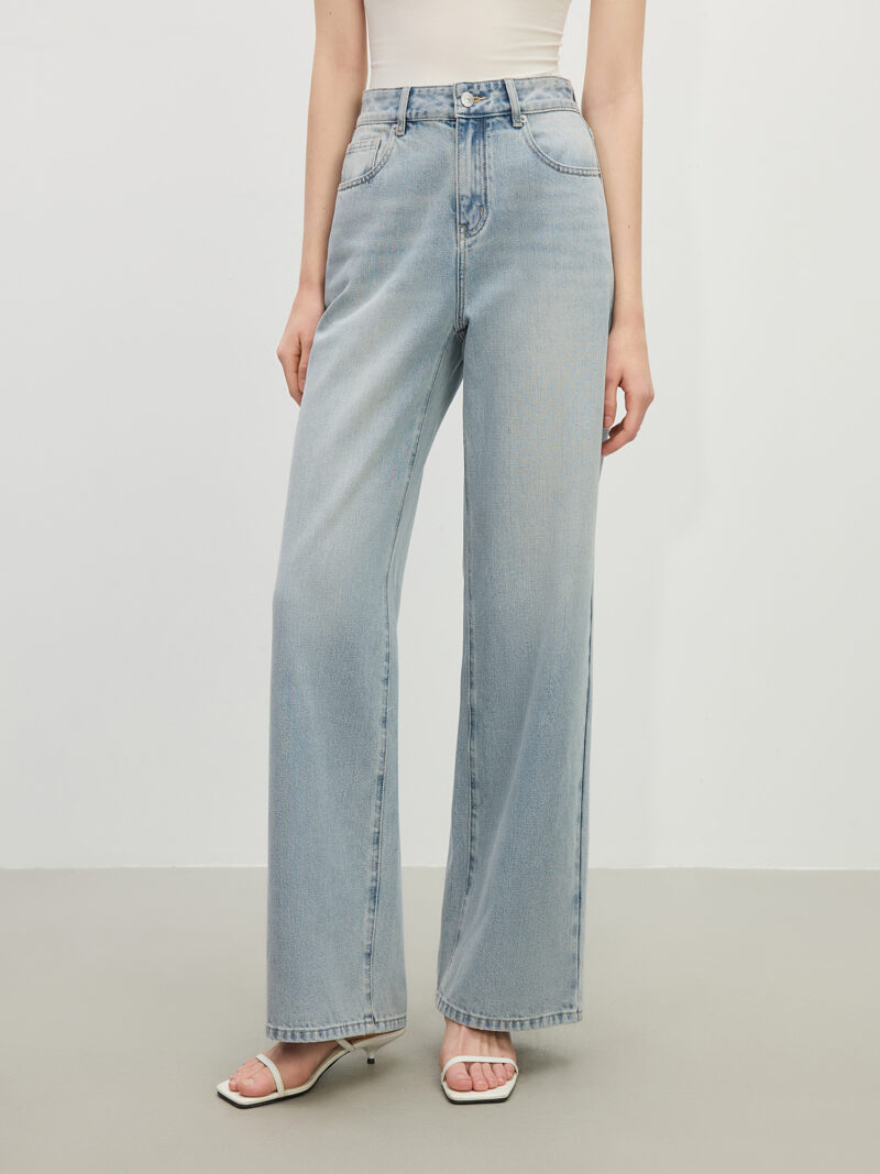 High Waist Wide-Leg Straight Jeans for Women - Image 2