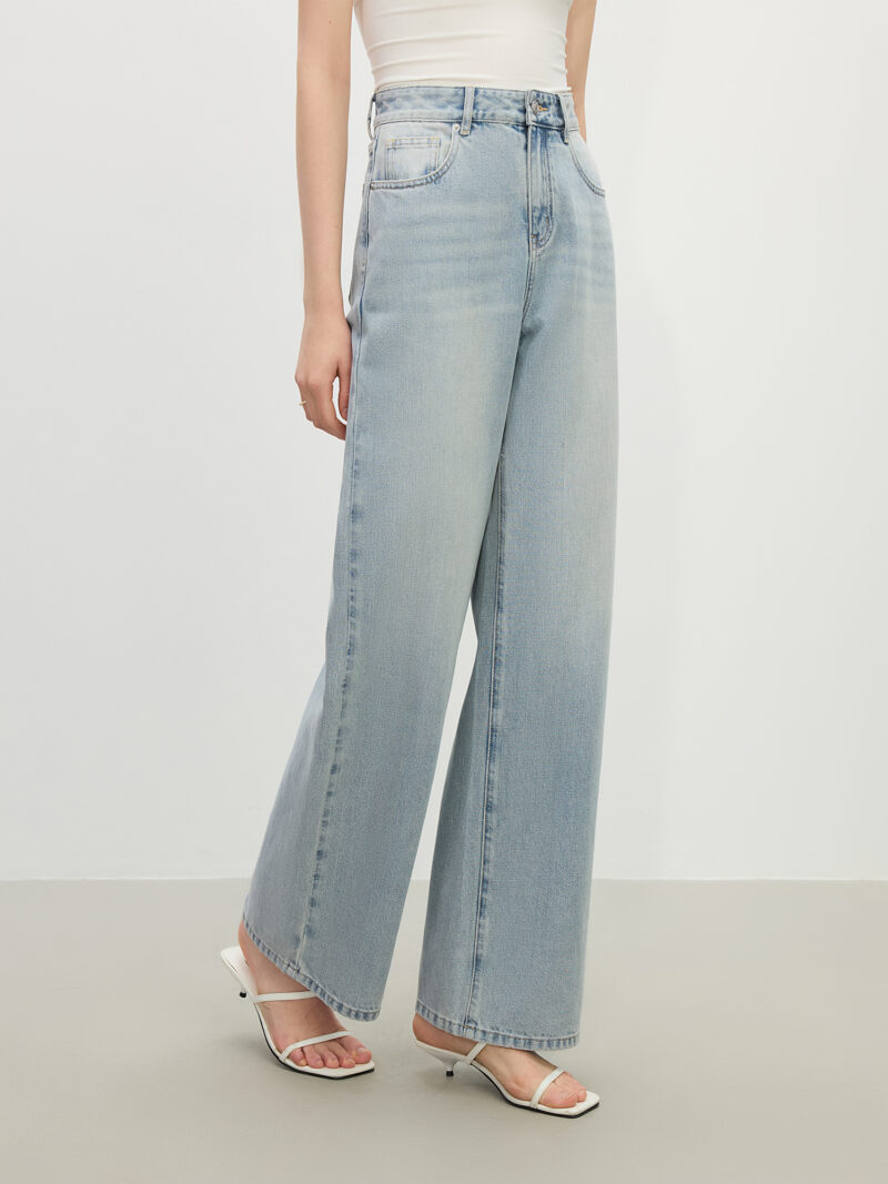 High Waist Wide-Leg Straight Jeans for Women - Image 3
