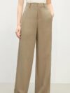 Coffee Straight Leg Tencel Pants for Women