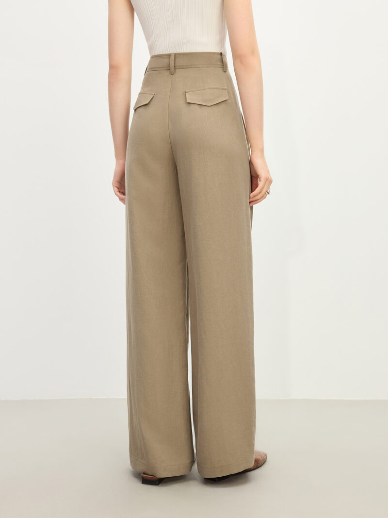 Coffee Straight Leg Tencel Pants for Women - Image 3