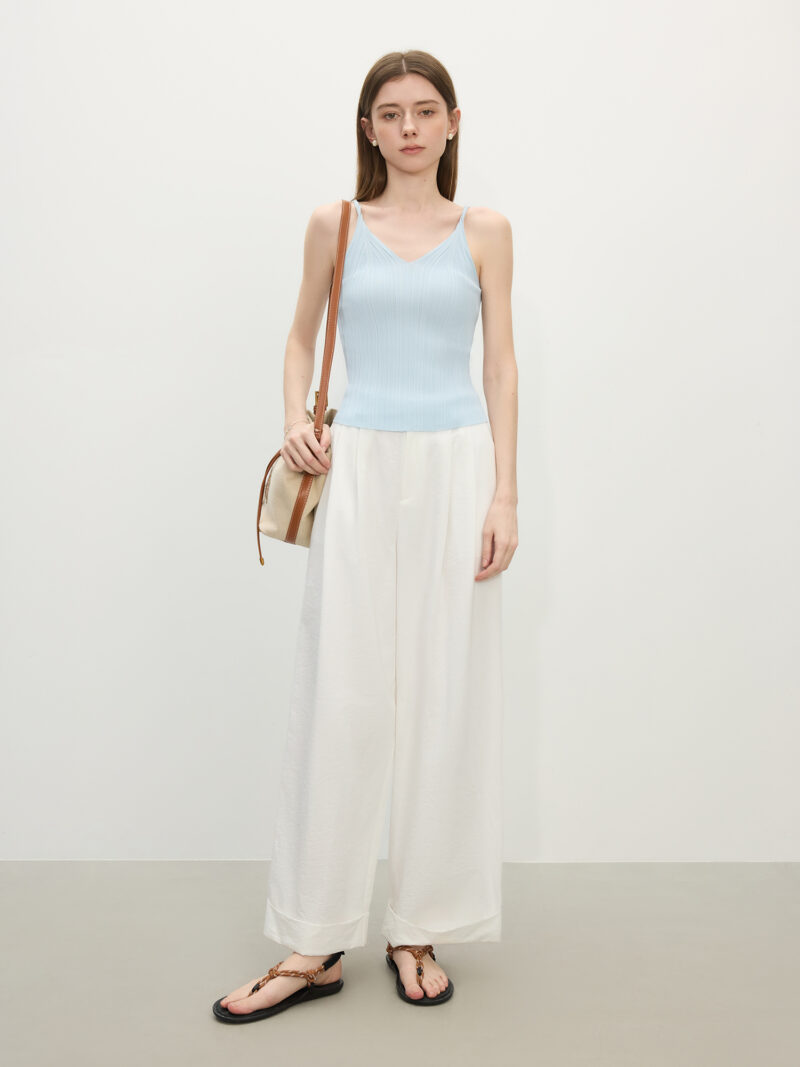 3D Pleated Slim Fit Straight-Leg Drape Pants for Women - Image 4