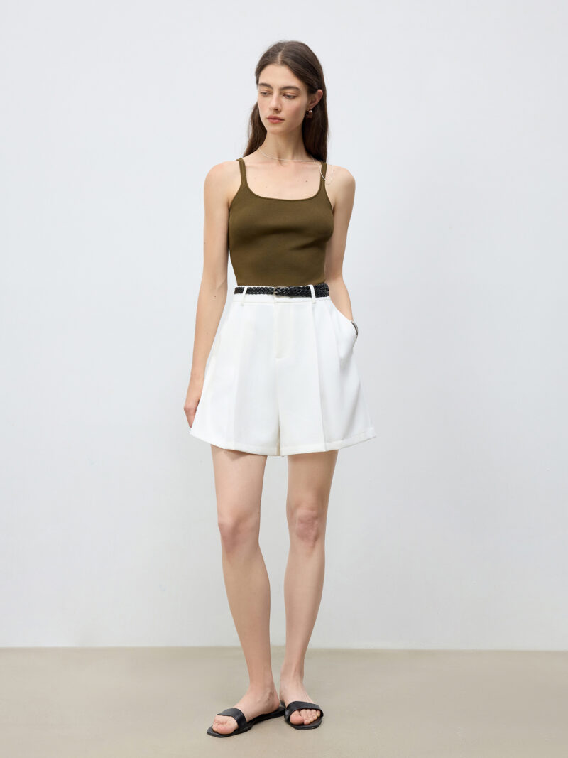 High-Waisted White Summer Shorts for Women – Wide Leg, Office to Casual Look - Image 5